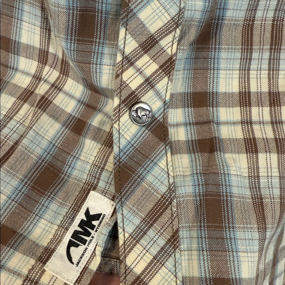 Mountain Khakis Shirt Brown Plaid Pearl Snap Outdoor Hiking Casual large - Picture 3 of 7
